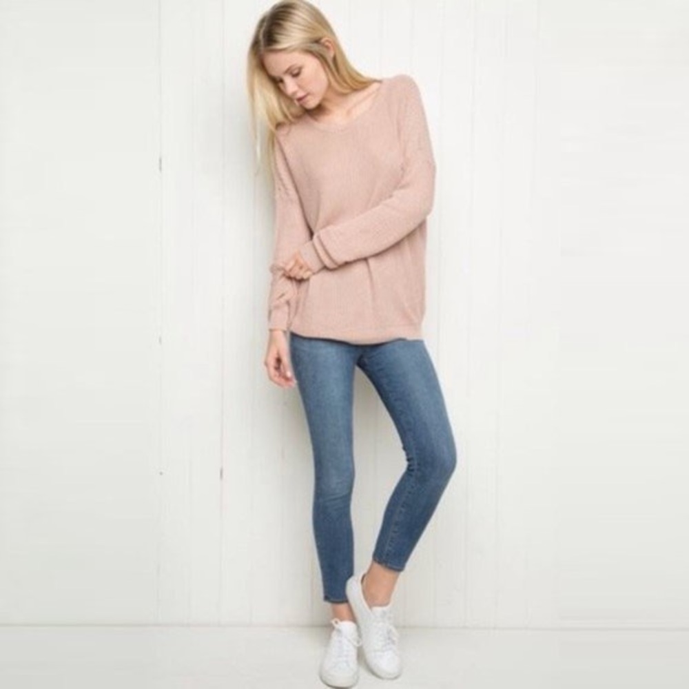 Brandy Melville One Size OS Light Blush Pink Ollie Long Sleeve Sweater Oversized